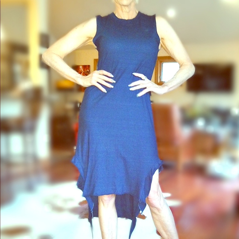 Soft cotton T-shirt dress with asymmetrical hem